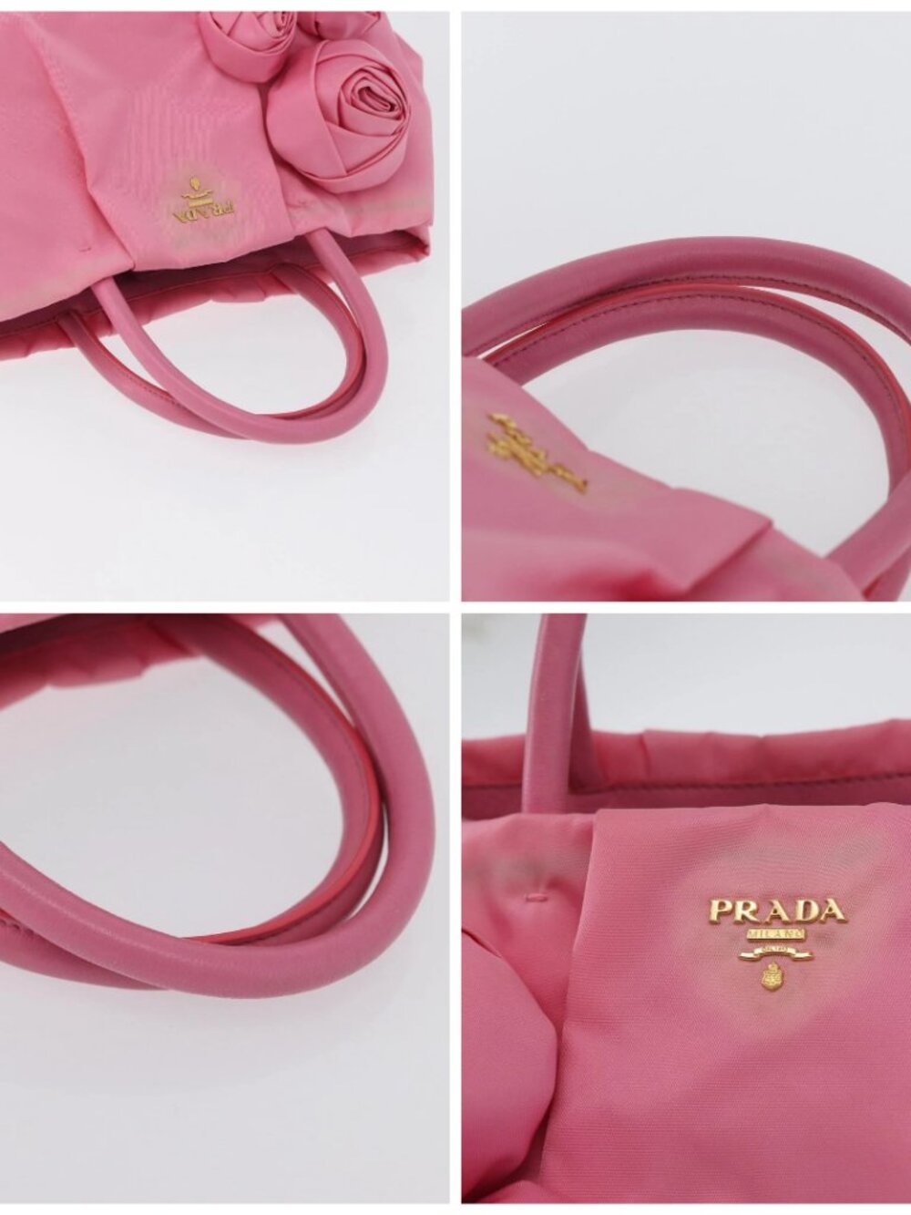 PRADA Hand Bag Nylon Pink Gold Auth 172515A - Picture 16 of 16